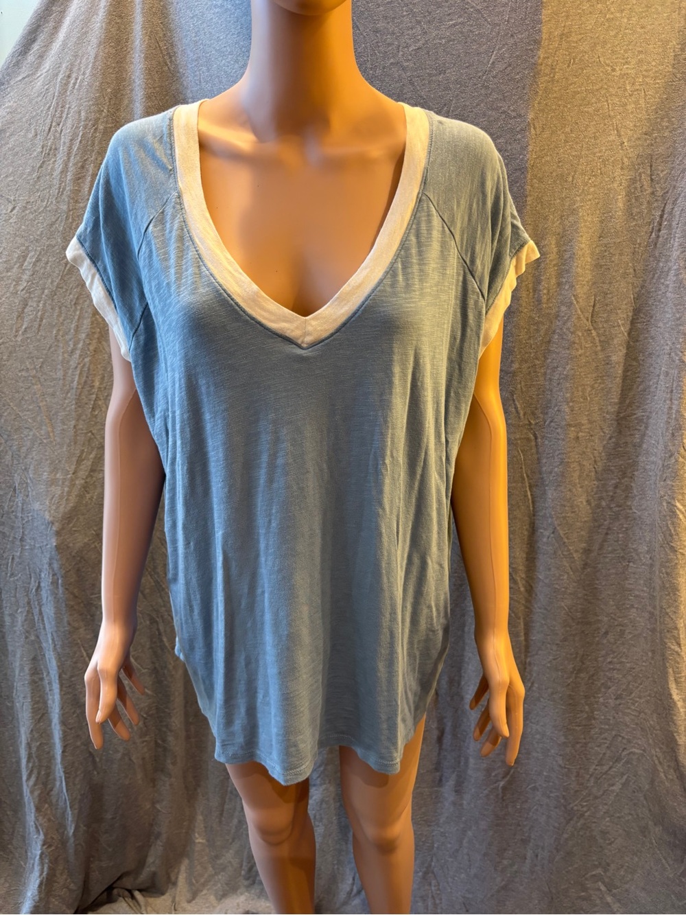 torrid Light Blue V-Neck Tee with White Trim